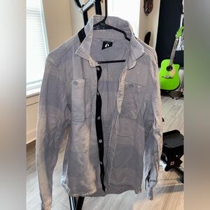 Bearded Goat Gray Button-Down Shirt Size Small